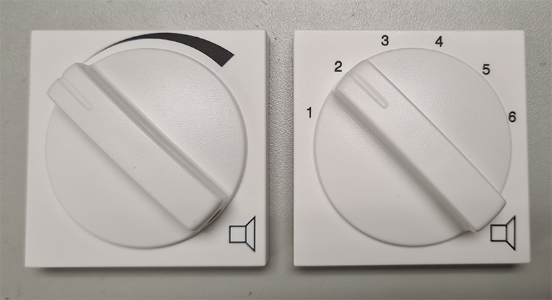 Oberteile für Lautstärkesteller und Programmwahlschalter und Programmwahlschalter GIRA System 55 reinweiss seidenmatt